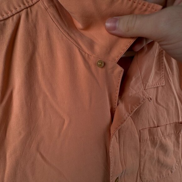 Tommy Bahama Short Sleeve Button Up Shirt Adult XL Orange 100% Silk Solid - Picture 8 of 16